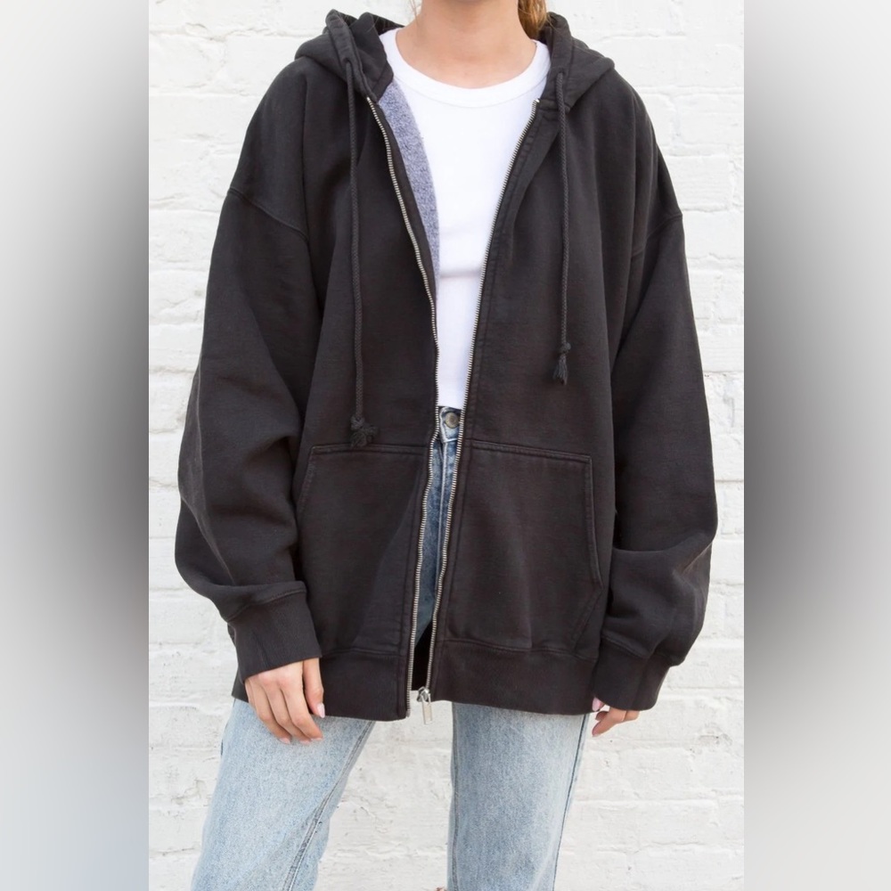 Black Brandy Melville Zip-up Hoodie